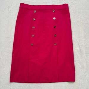 New York & Company Skirt Womens 14 Pink Pencil Double Breasted Button Career